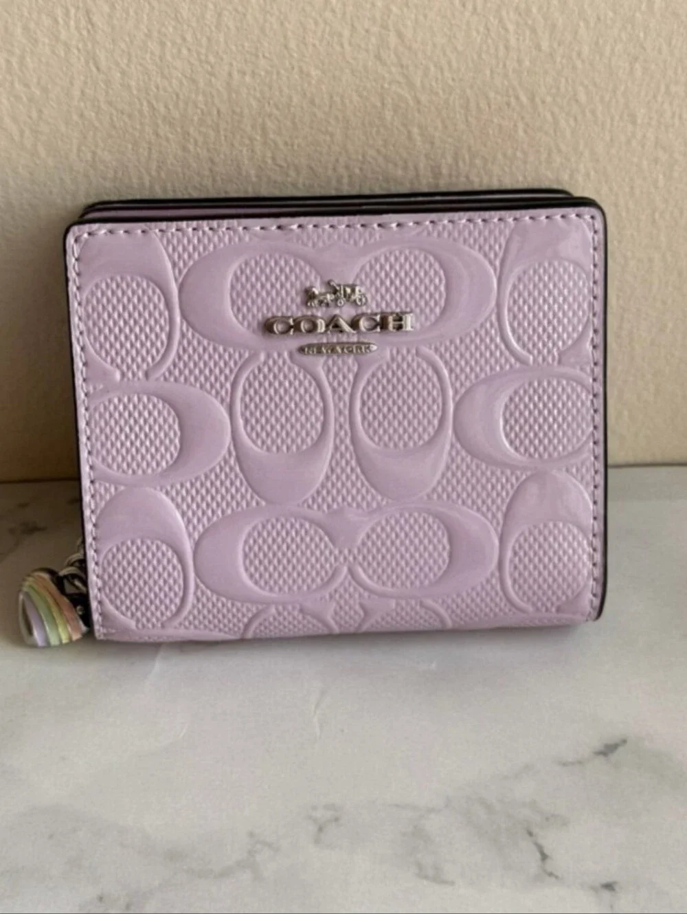 Coach Klare Crossbody In Signature Leather Silver/Light Violet and wallet